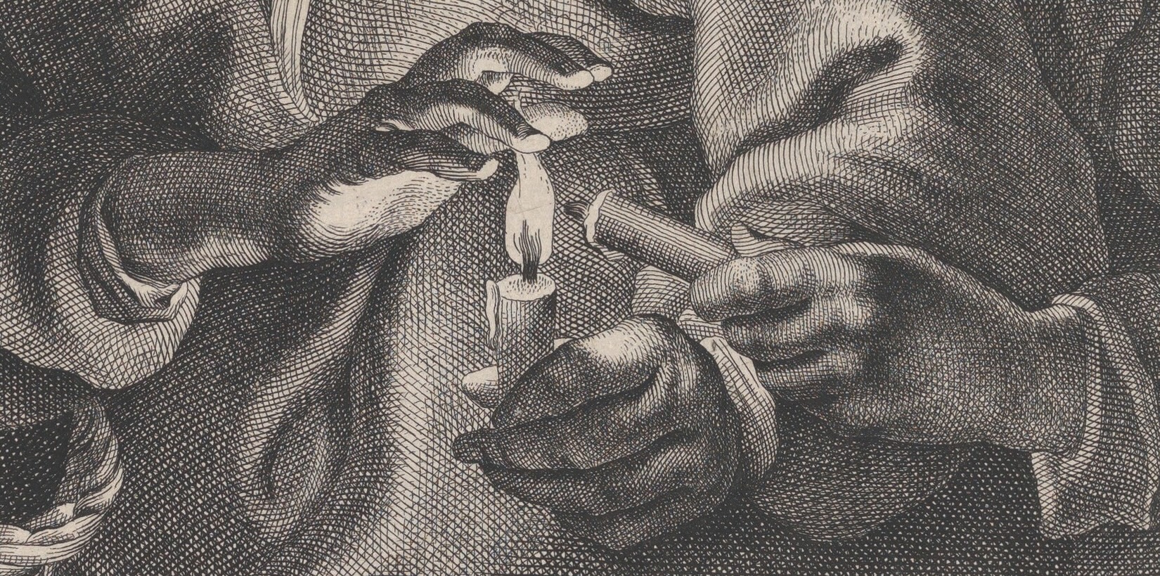 Old woman and a boy with candles - public domain via MET